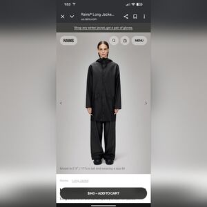 Rains Black Long Raincoat